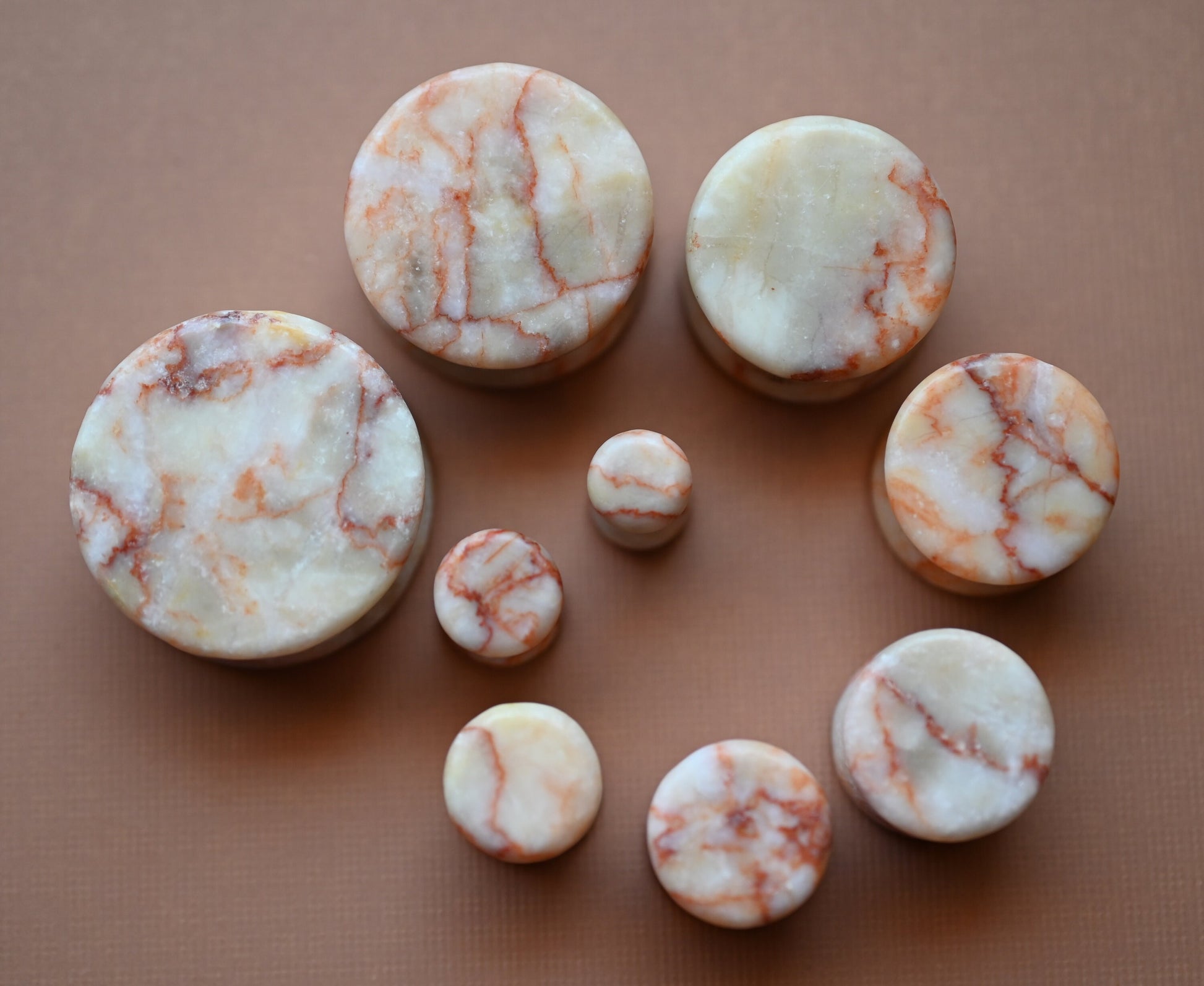 PAIR of Stunning Red Net Jasper Stone Double Flare Plugs - Gauges 2g (6mm) thru 1" (25mm) available!