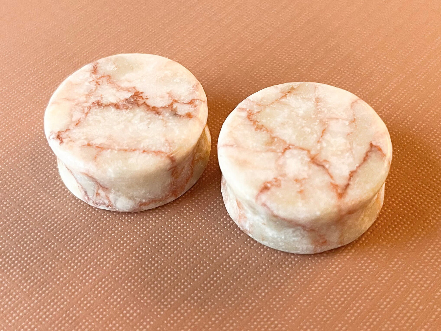 PAIR of Stunning Red Net Jasper Stone Double Flare Plugs - Gauges 2g (6mm) thru 1" (25mm) available!
