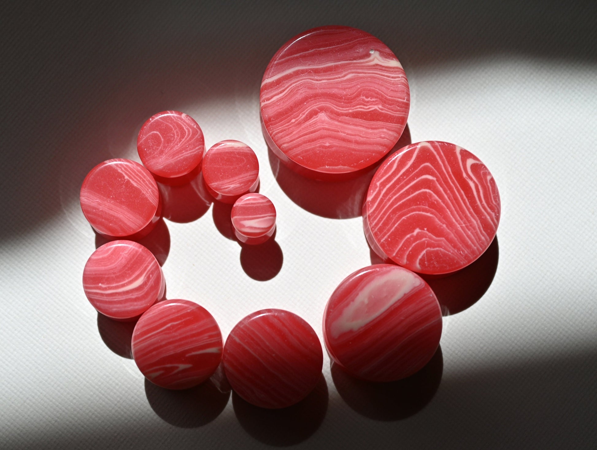 PAIR of Stunning Red Lace Agate Stone Double Flare Plugs - Gauges 2g (6mm) thru 1" (25mm) available!