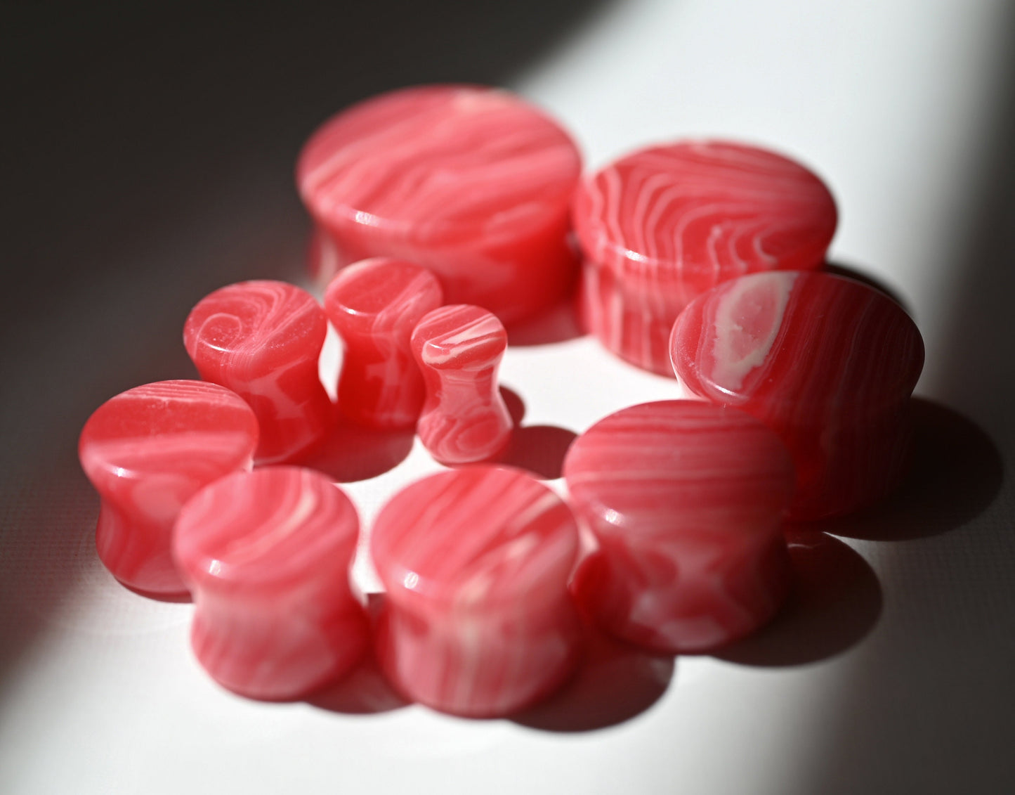 PAIR of Stunning Red Lace Agate Stone Double Flare Plugs - Gauges 2g (6mm) thru 1" (25mm) available!