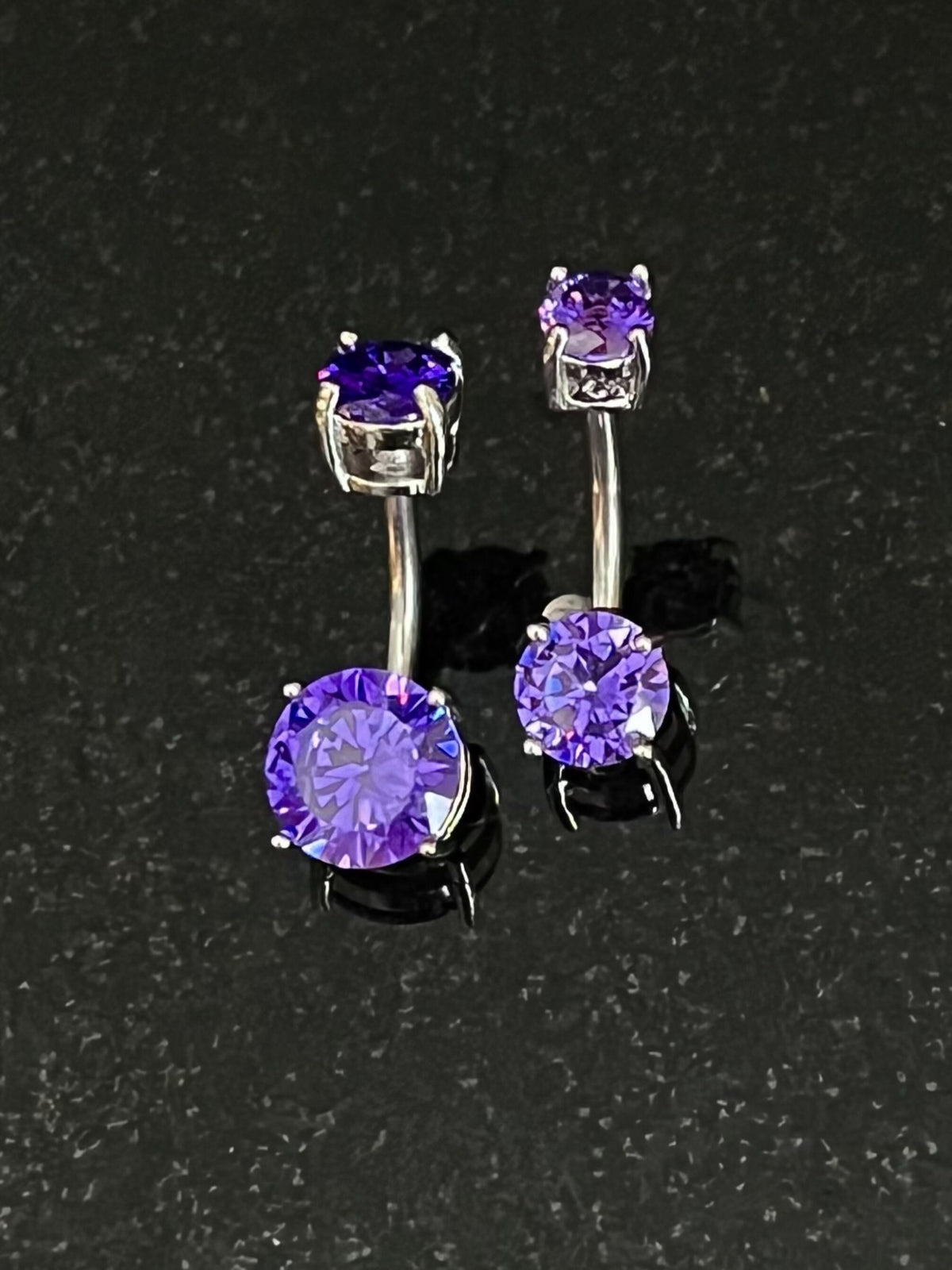 1 Piece Stunning Round Internally Threaded Steel Prong Set 9mm or 7mm CZ Gems Navel/Naval Belly Ring - 14g- A Variety of Colors Available!