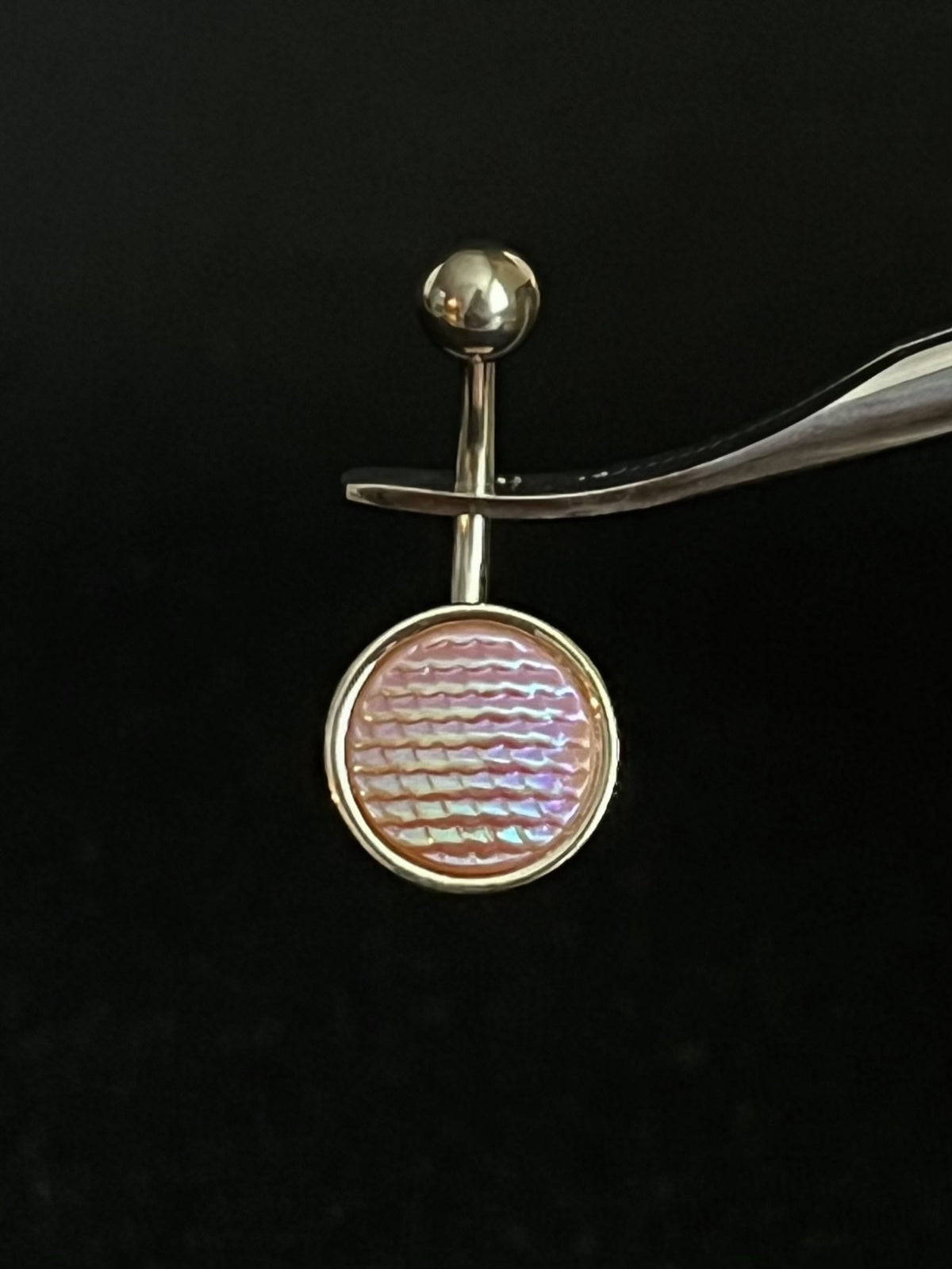 1 Piece Stunning Holographic Dragon Scale 316L Surgical Steel Navel / Naval Belly Ring - 14g - Available in Gold, Rose Gold and Silver!