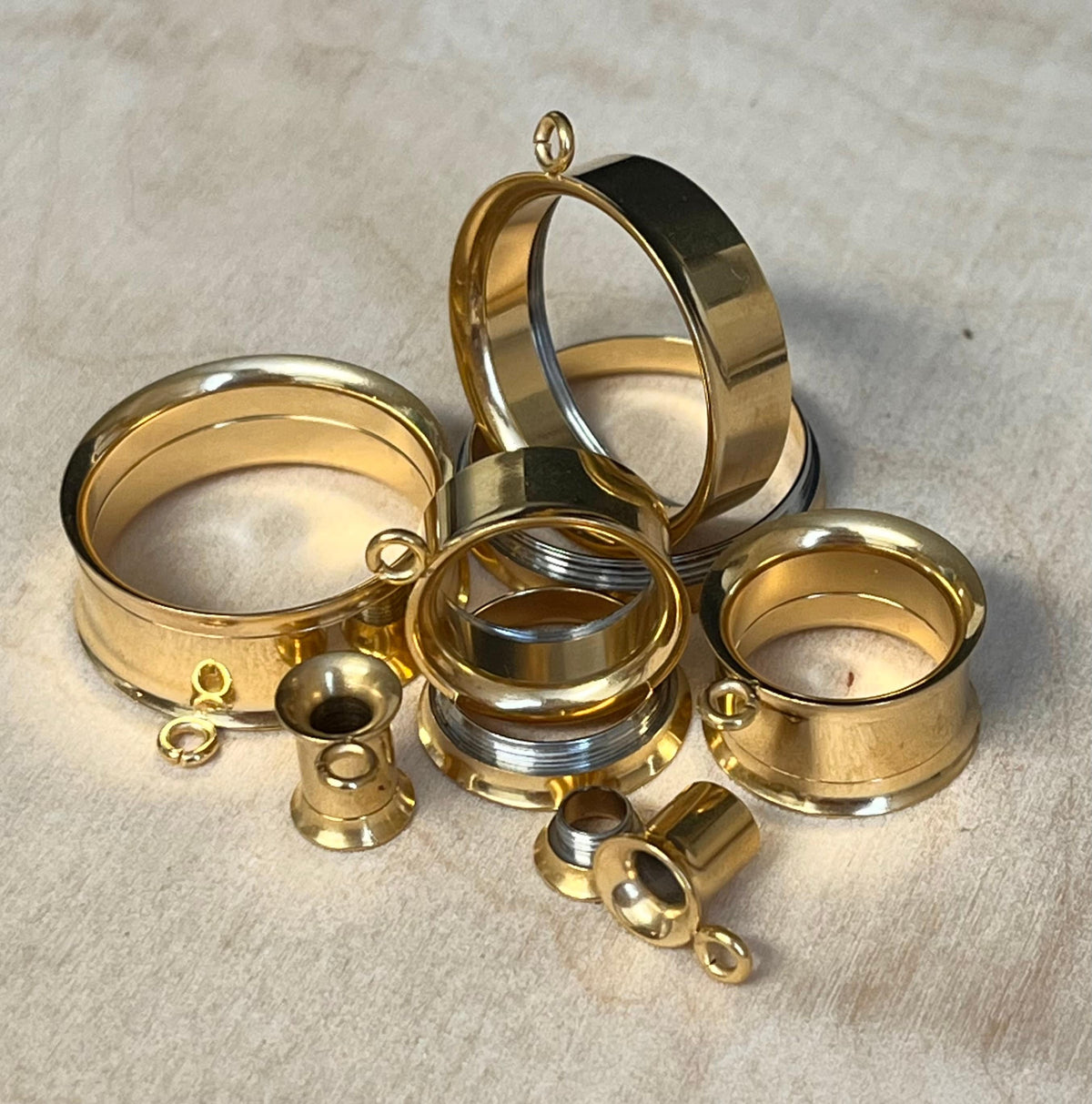 PAIR of Beautiful Add-Your-Own-Design Dangle Internally Threaded Double Flare Tunnels/Plugs - Gauges 2g (6mm) thru 1" (25mm) available!