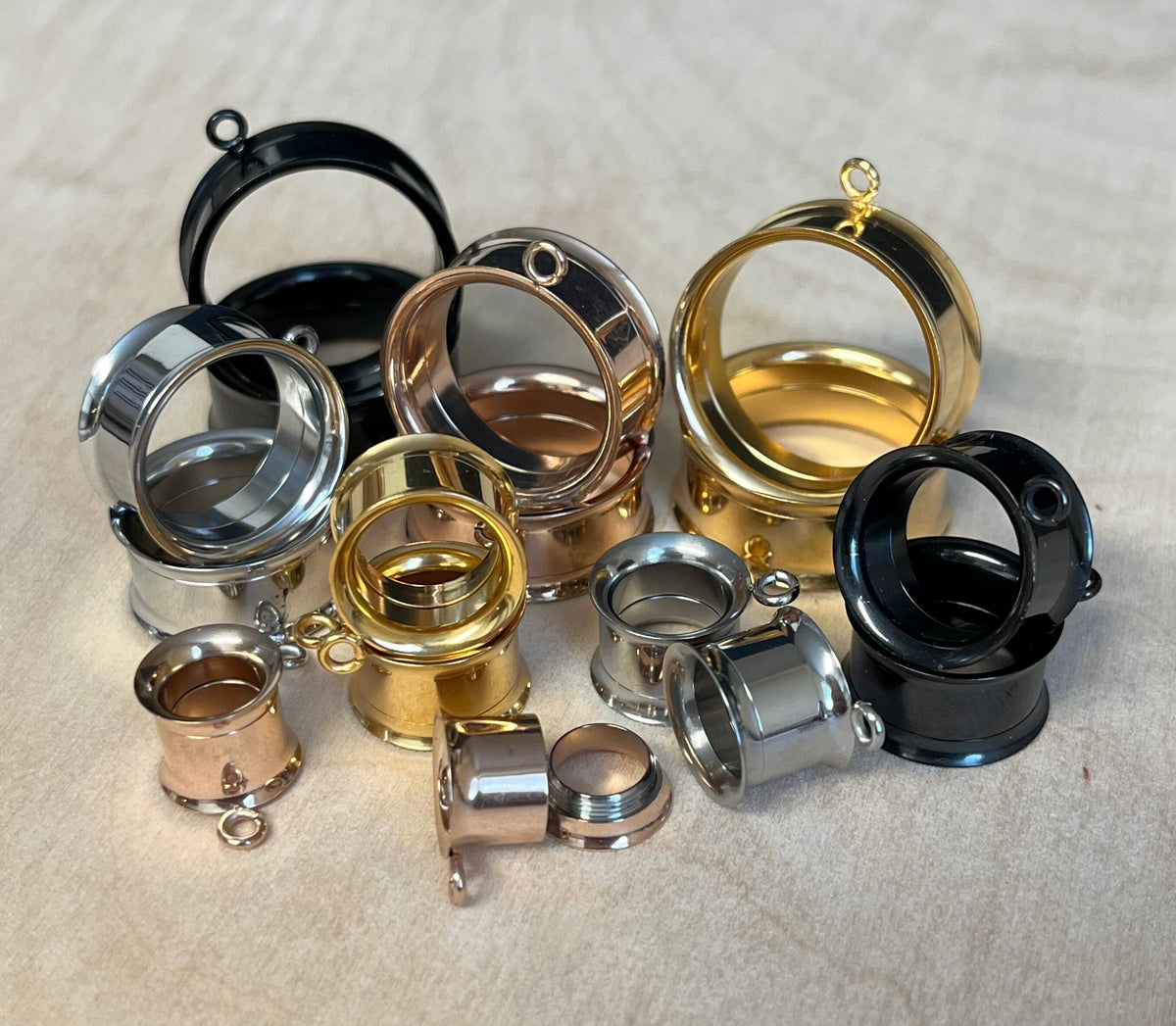 PAIR of Beautiful Add-Your-Own-Design Dangle Internally Threaded Double Flare Tunnels/Plugs - Gauges 2g (6mm) thru 1" (25mm) available!