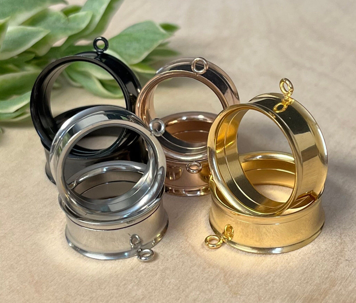 PAIR of Beautiful Add-Your-Own-Design Dangle Internally Threaded Double Flare Tunnels/Plugs - Gauges 2g (6mm) thru 1" (25mm) available!