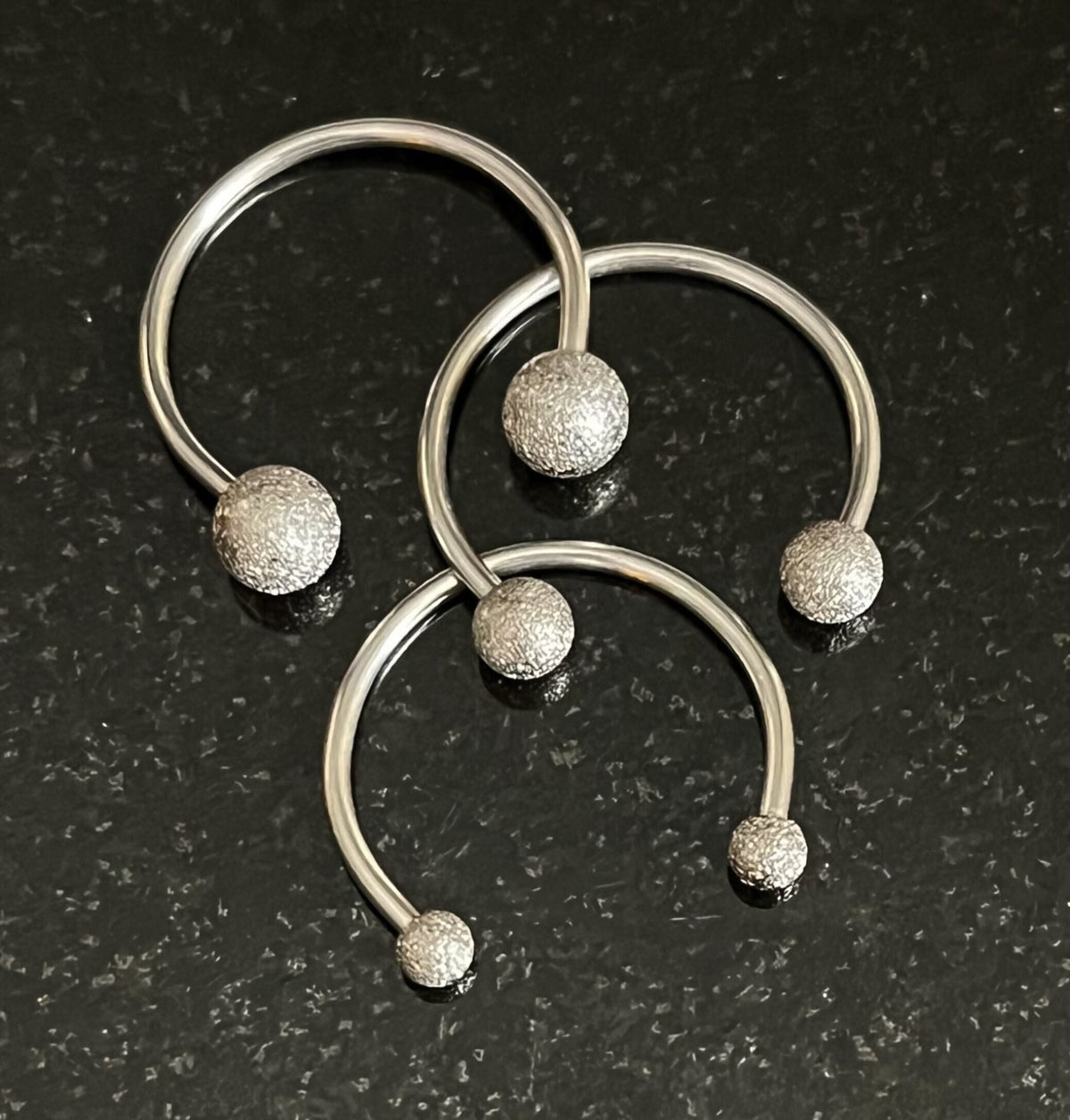 1 Piece Frosted Balls Circular Surgical Steel Horseshoe Circular Septum Ring - 16g, 1/4" (6mm) thru 5/8" (16mm) Available in 3mm, 4mm & 5mm!