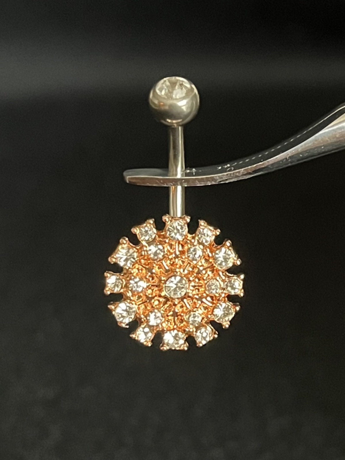 1 Piece Unique CZ Gem Paved Round Shield 316L Surgical Steel Navel / Naval Belly Ring - 14g - 10mm -Available in Gold, Rose Gold and Silver!