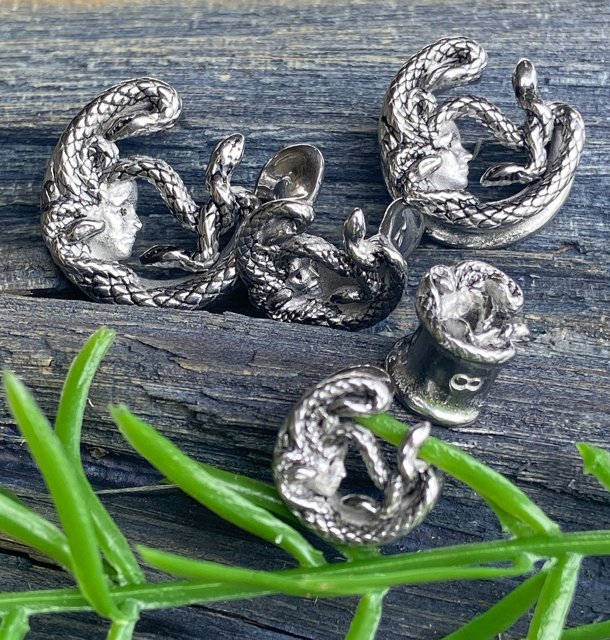 PAIR of Unique Medusa Ear Spreader Surgical Steel Tunnels/Plugs - Gauges 0g (8mm) through 5/8" (16mm) available!