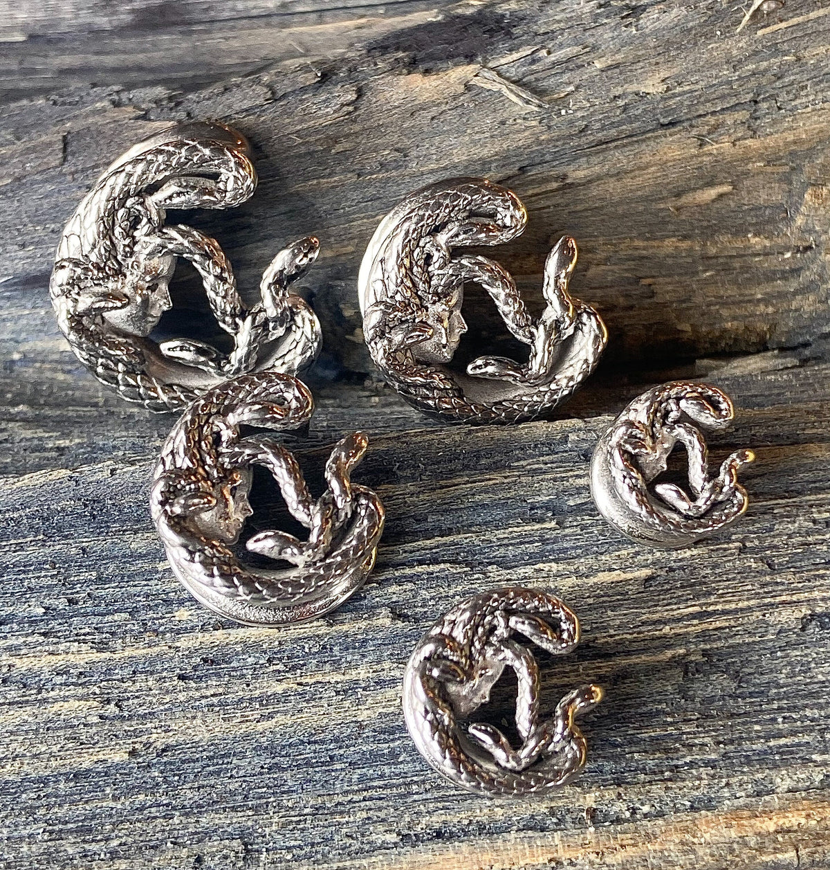 PAIR of Unique Medusa Ear Spreader Surgical Steel Tunnels/Plugs - Gauges 0g (8mm) through 5/8" (16mm) available!