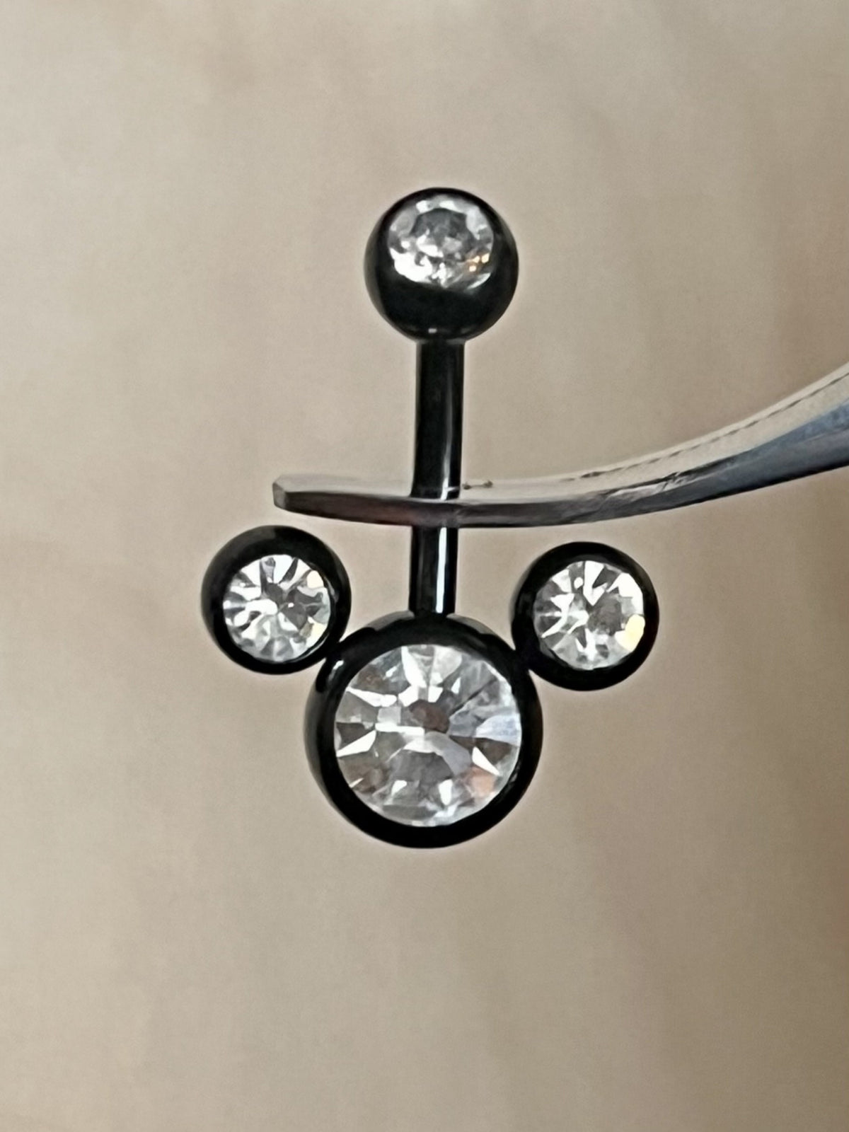 1 Piece Cute Mouse Triple CZ Gem Ion Plated 316 Surgical Steel Navel/Naval Belly Ring - 14g - Available in A Variety of Colors!