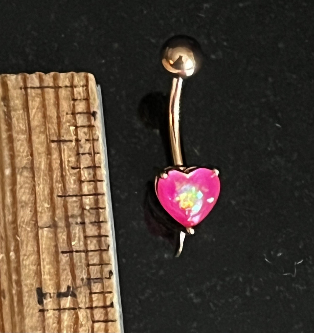 1 Piece Brilliant Solitaire Heart with Opal Glitter Gem Navel/Naval Belly Ring - 14g - Available in A Variety of Colors!