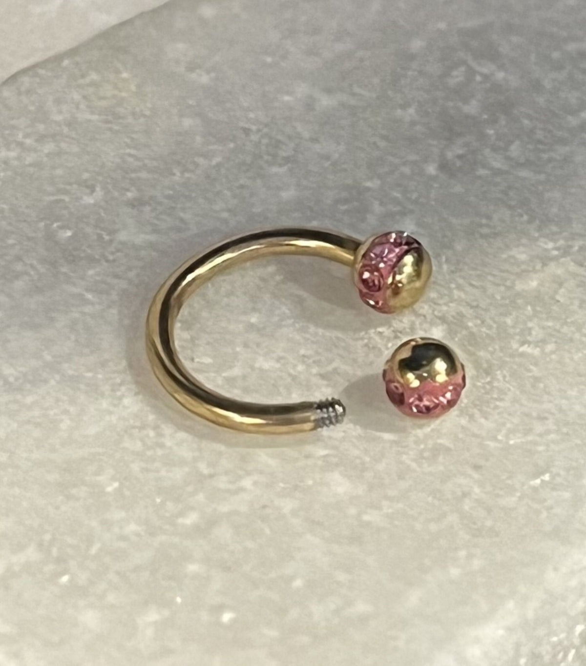 1 Piece Stunning Crystal Paved Gold Circular Horseshoe Septum Ring - 16g, 8mm - Aurora Borealis, Clear, Pink, Aqua or Red Available!