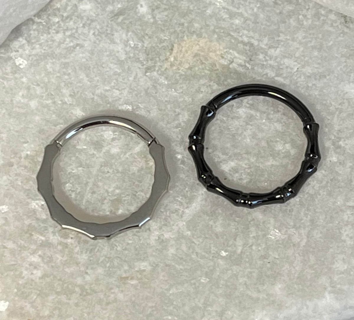 1 Piece Unusual Linked Bones Style Hinged Segment Septum Ring - 16g - 10mm & 8mm - Silver and Black Available!