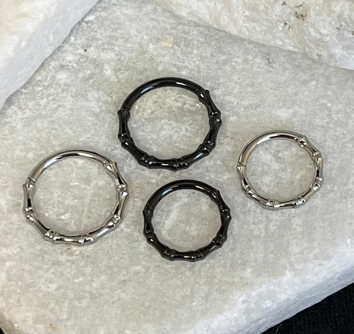 1 Piece Unusual Linked Bones Style Hinged Segment Septum Ring - 16g - 10mm & 8mm - Silver and Black Available!