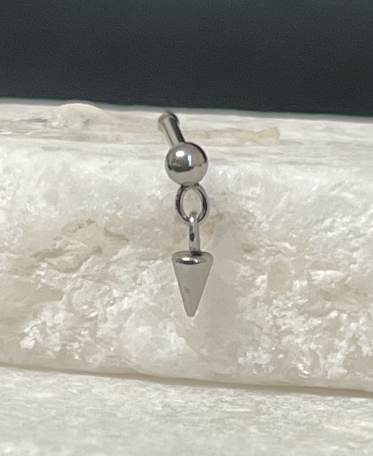 1 Piece Ball and Chain Spike Dangle Nose Ring - Available in 20g L-Bend Post or Straight Stud Post - 6mm Wearable Length!