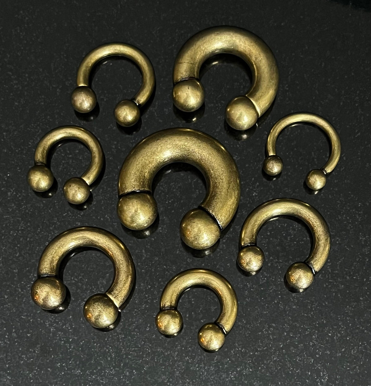 PAIR of Beautiful Vintage Look Brushed Metal Circular Barbells/Rings -8g thru 00g with Assorted Internal Diameter and Ball Size!!