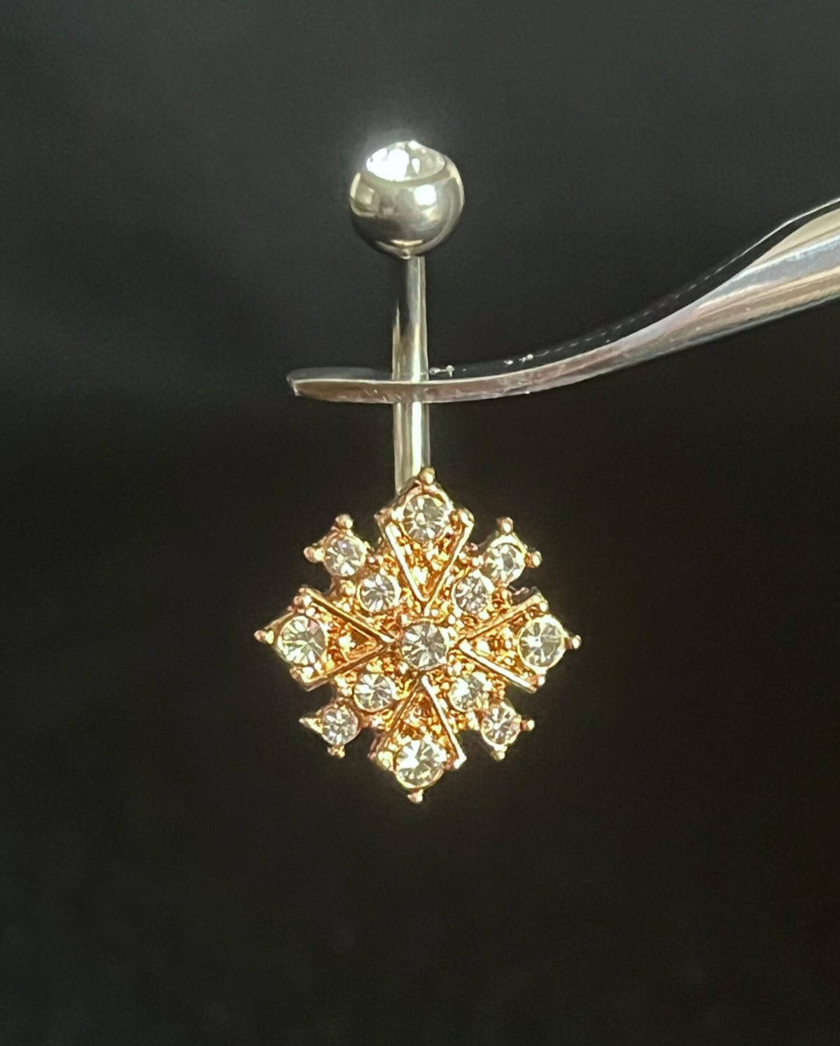 1 Piece Stunning CZ Gem Paved Starburst 316L Surgical Steel Navel / Naval Belly Ring - 14g - 10mm - Available in Gold, Rose Gold and Silver!