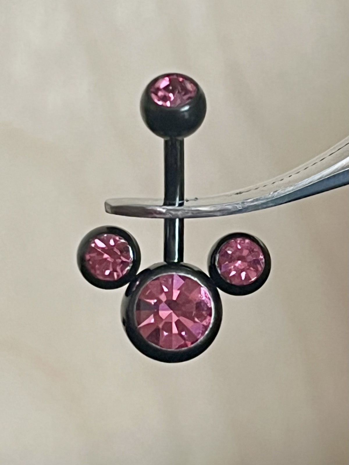 1 Piece Cute Mouse Triple CZ Gem Ion Plated 316 Surgical Steel Navel/Naval Belly Ring - 14g - Available in A Variety of Colors!
