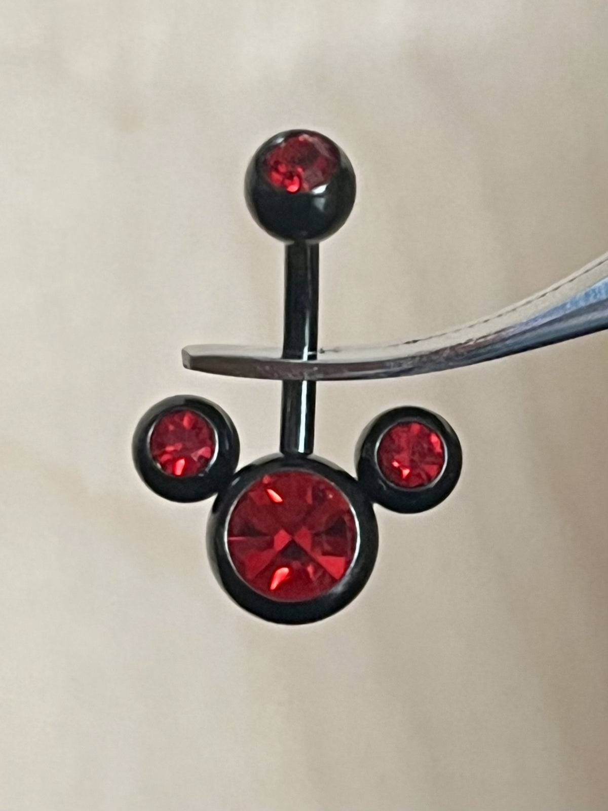 1 Piece Cute Mouse Triple CZ Gem Ion Plated 316 Surgical Steel Navel/Naval Belly Ring - 14g - Available in A Variety of Colors!