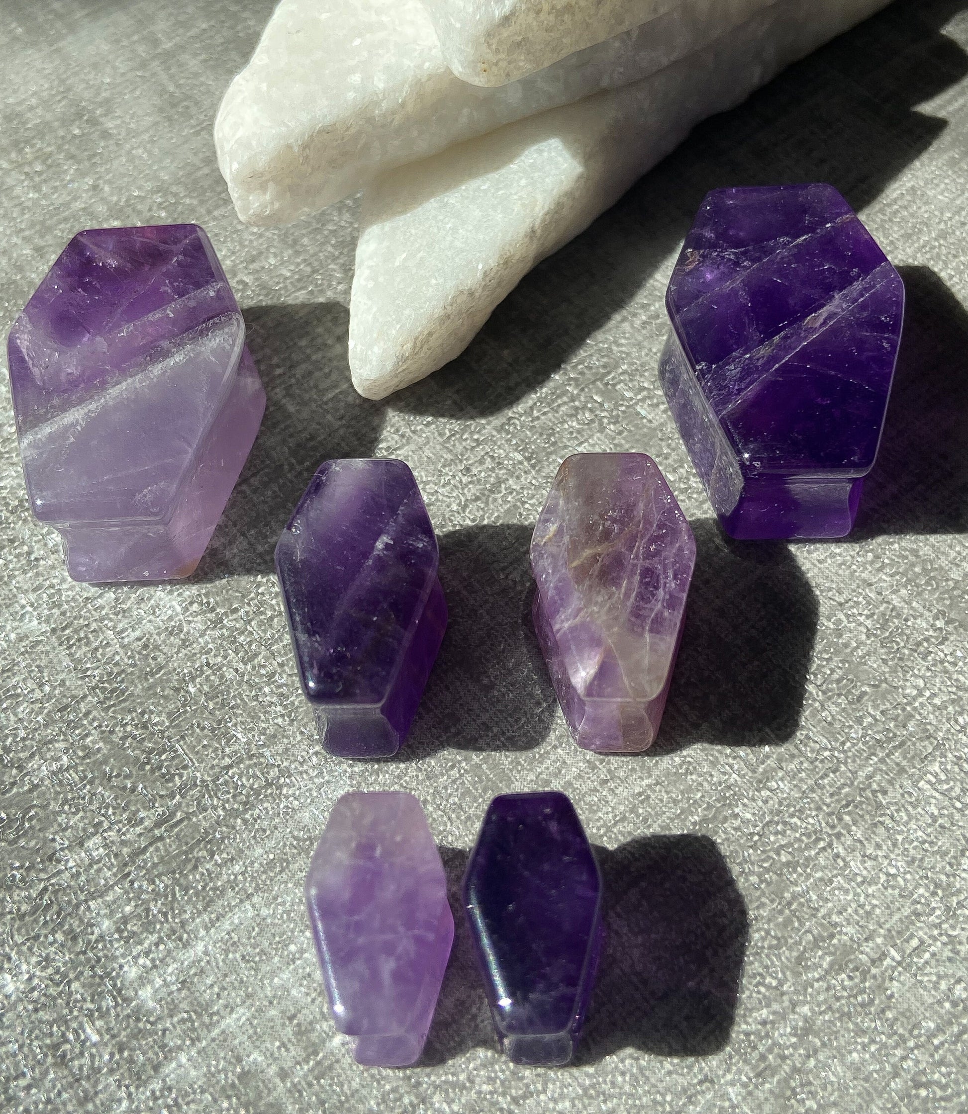 PAIR of Beautiful Amethyst Organic Stone Double Flare Coffin Double Flare Plugs - Gauges 2g (6mm) to 1" (25mm) Available!