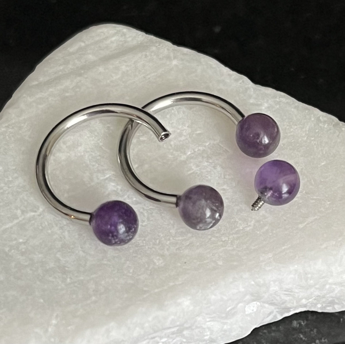 1 Piece of Stunning Semi Precious Stone Circular Internally Threaded Barbell Septum Ring - 16g - 8mm - You Choose Your Listed Stone!