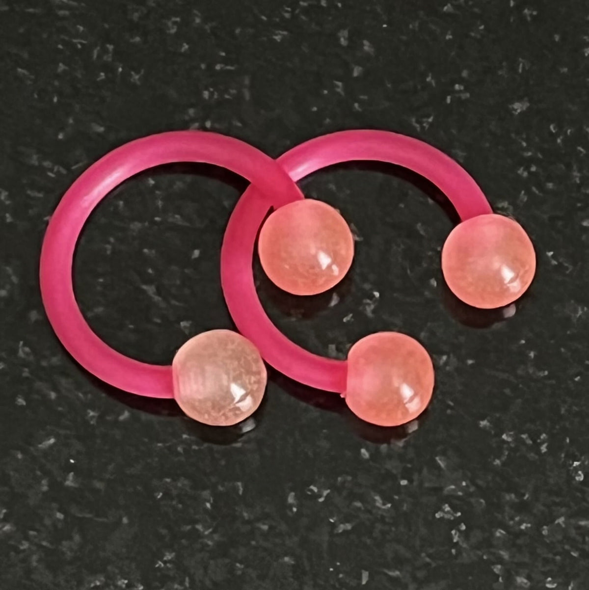 PAIR of Unique Glow in Dark Flexible Circular Barbells Septum Ring - 16g - Internal Diameter 10mm - White, Pink, Blue or Green Available!