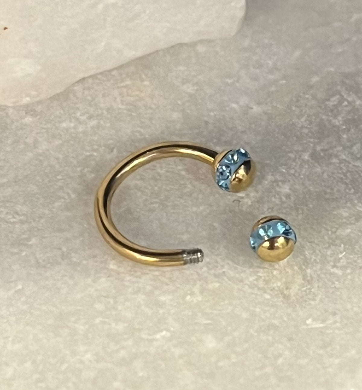1 Piece Stunning Crystal Paved Gold Circular Horseshoe Septum Ring - 16g, 8mm - Aurora Borealis, Clear, Pink, Aqua or Red Available!