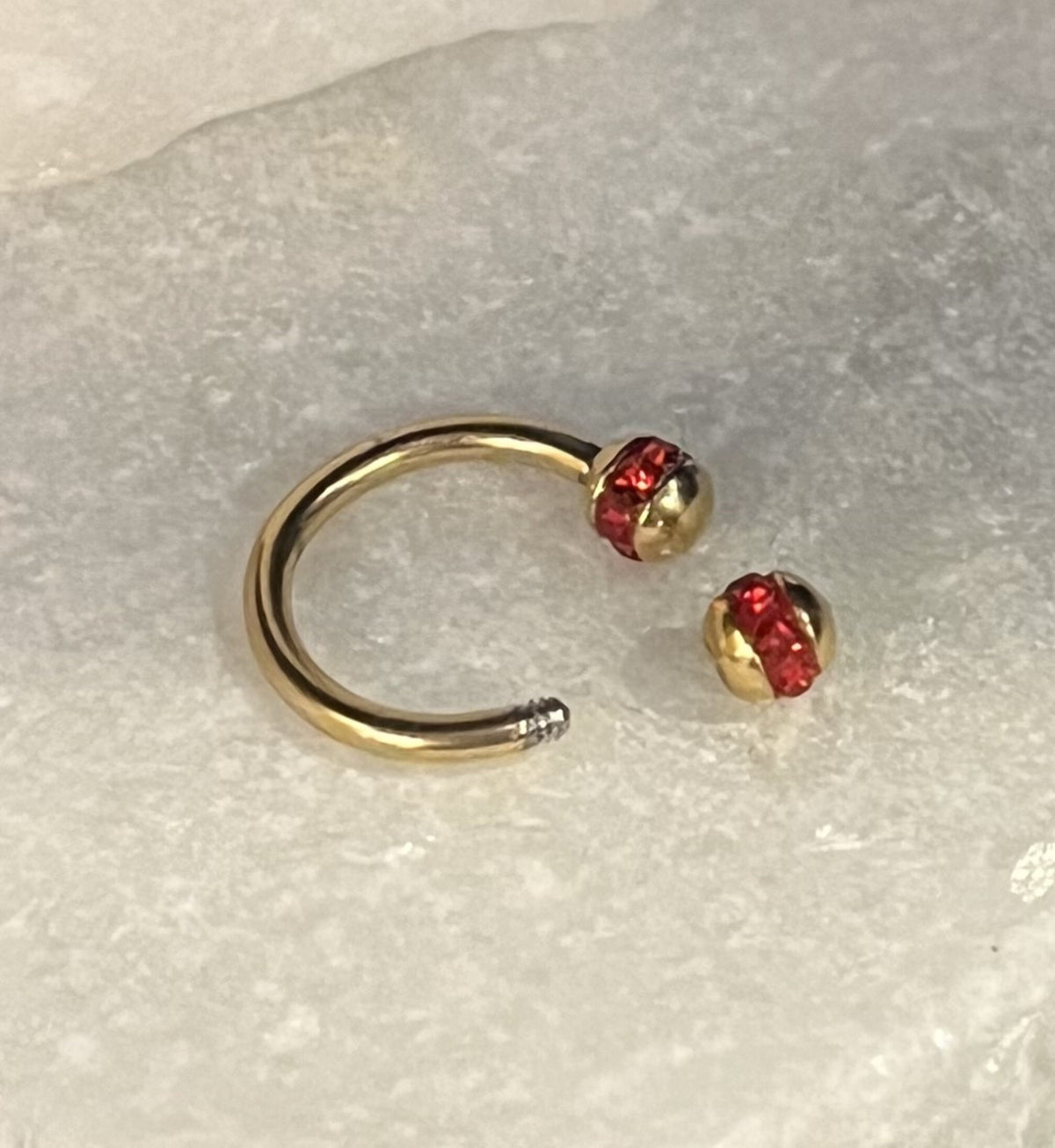 1 Piece Stunning Crystal Paved Gold Circular Horseshoe Septum Ring - 16g, 8mm - Aurora Borealis, Clear, Pink, Aqua or Red Available!