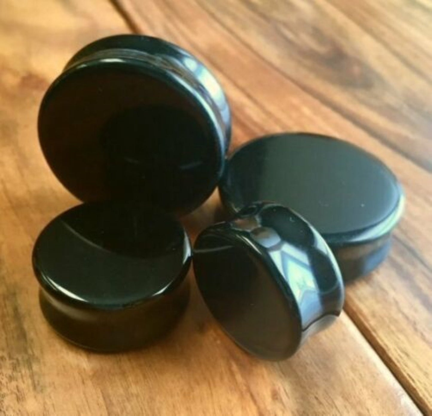 PAIR of Stunning Black Onyx Organic Stone Plugs/Tunnels - Gauges 6g to 38mm available!