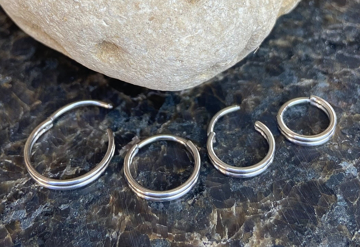 1 Piece of Stunning Double Line Hinged Segment Septum Ring/Hoop - Gauges 10g, 8mm, 7mm and 6mm available!