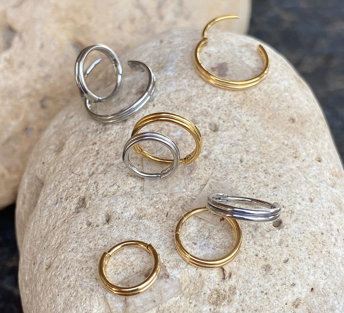 1 Piece of Stunning Double Line Hinged Segment Septum Ring/Hoop - Gauges 10g, 8mm, 7mm and 6mm available!
