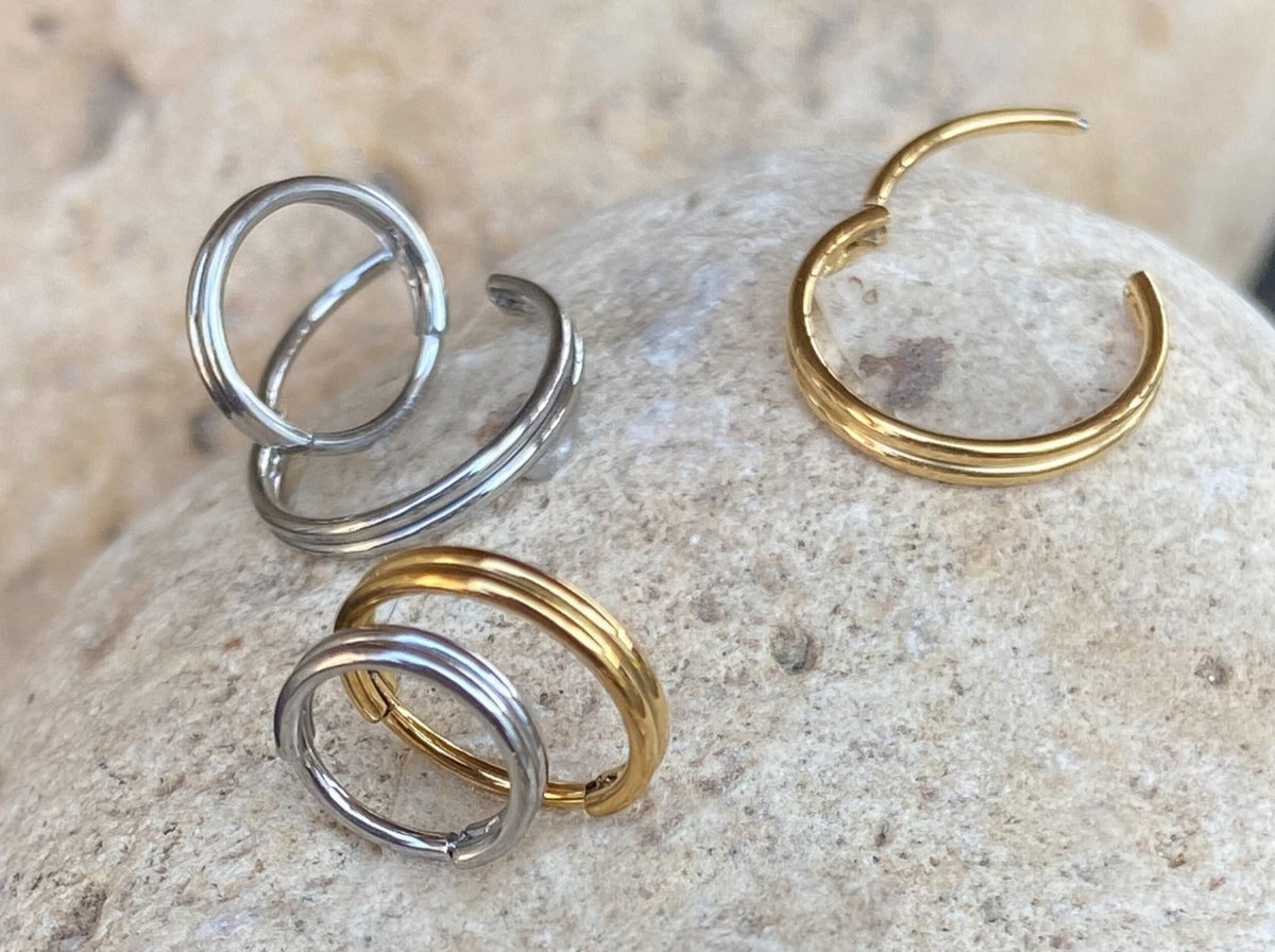 1 Piece of Stunning Double Line Hinged Segment Septum Ring/Hoop - Gauges 10g, 8mm, 7mm and 6mm available!