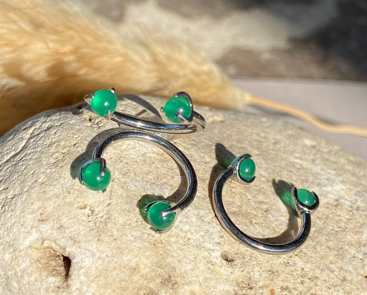 1 Piece Solid Titanium Stone Septum Ring -in Amethyst, Black Onyx, Green Aventurine, Obsidian, Opalite, Pink Opalite, Tiger Eye & Turquoise!
