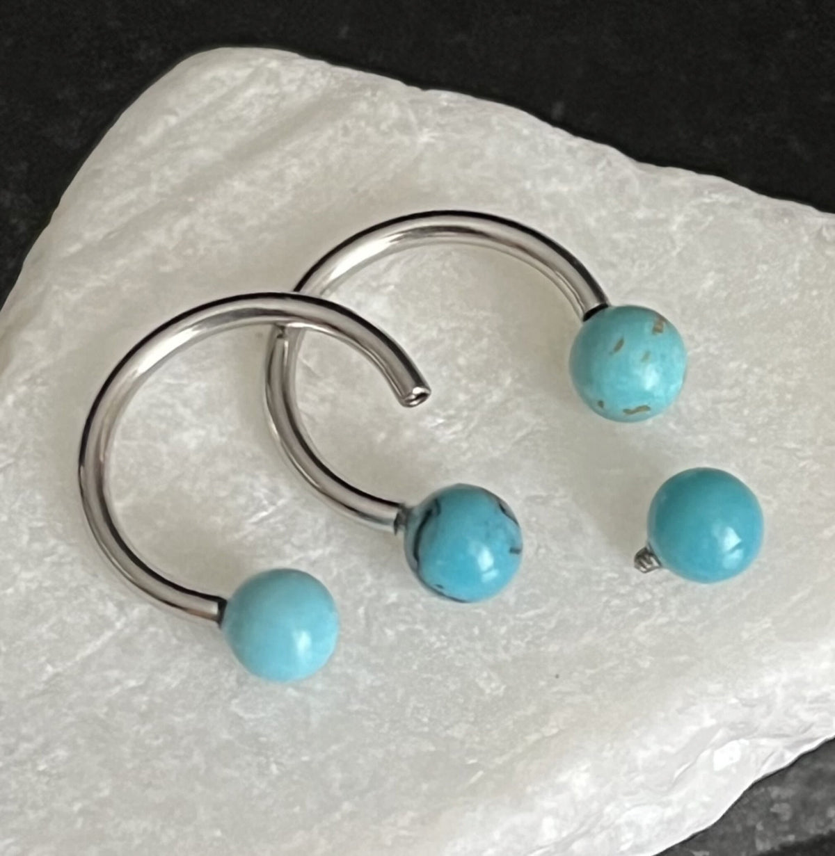 1 Piece of Stunning Semi Precious Stone Circular Internally Threaded Barbell Septum Ring - 16g - 8mm - You Choose Your Listed Stone!