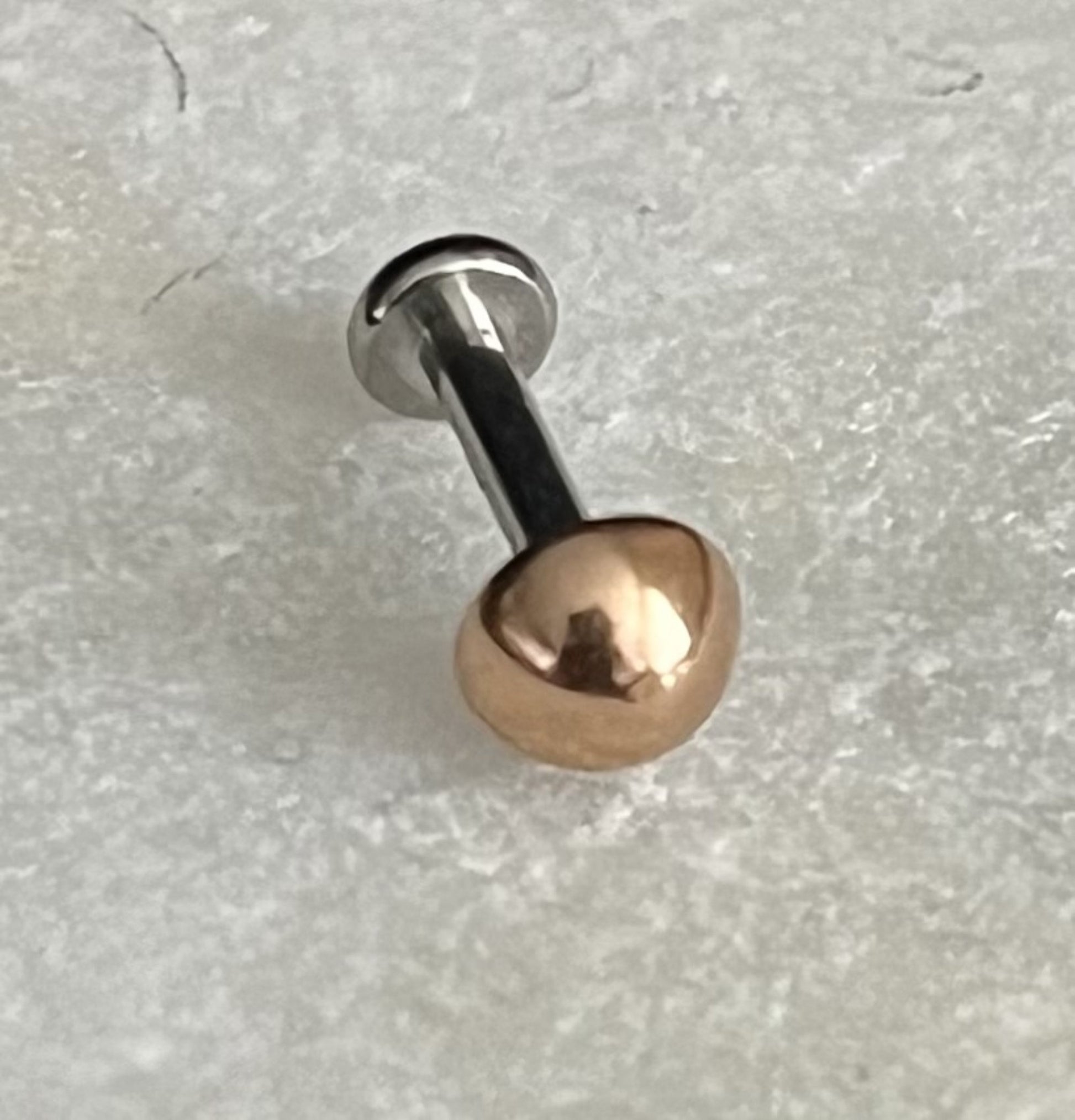 1 Piece Brilliant Titanium Dome Top Labret Monroe Stud Ring -16g - Wearable Diameter 6mm or 8mm - Gold, Rose Gold and Silver Available!