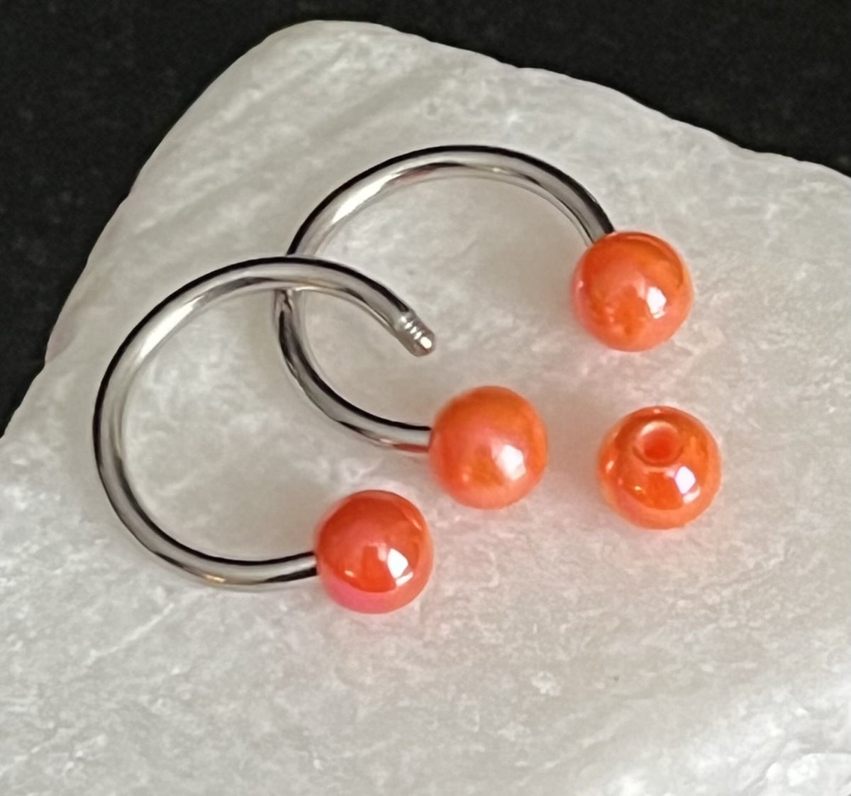 PAIR of Stunning Aurora Borealis Coated Circular Barbell Horseshoe Septum Ring - 16g - 8mm - A Variety of Colors Available!
