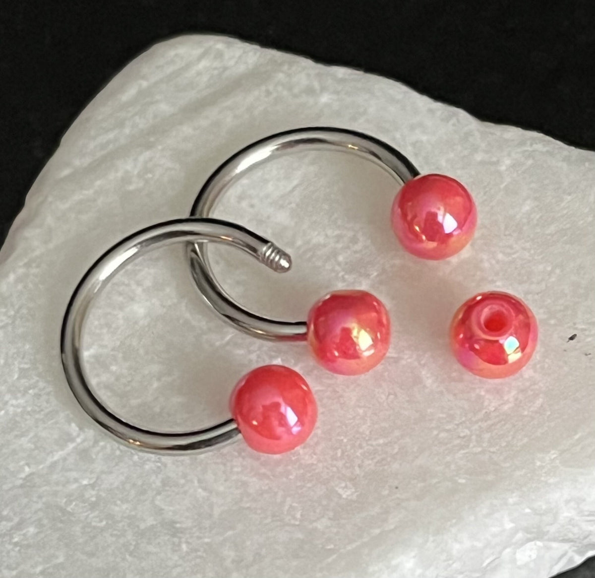 PAIR of Stunning Aurora Borealis Coated Circular Barbell Horseshoe Septum Ring - 16g - 8mm - A Variety of Colors Available!
