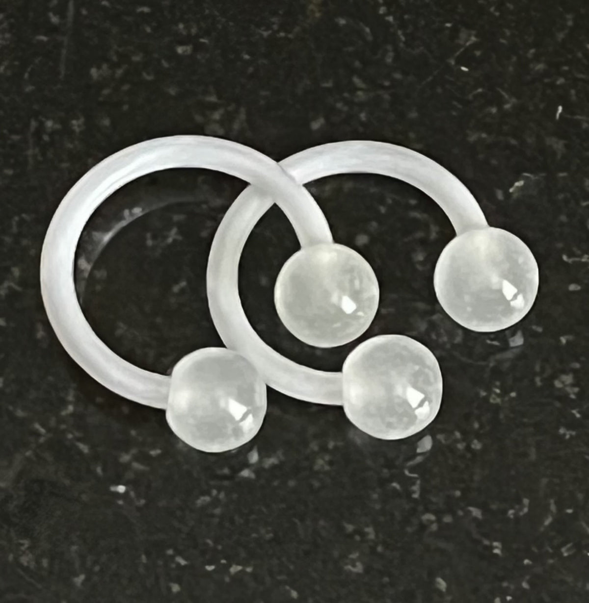 PAIR of Unique Glow in Dark Flexible Circular Barbells Septum Ring - 16g - Internal Diameter 10mm - White, Pink, Blue or Green Available!