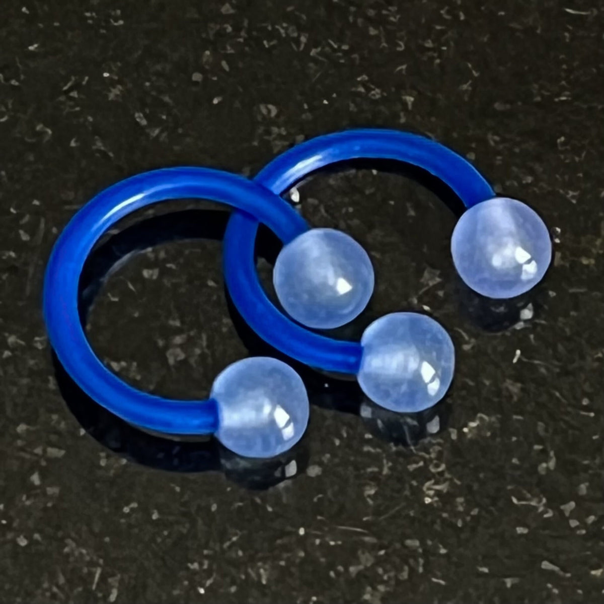 PAIR of Unique Glow in Dark Flexible Circular Barbells Septum Ring - 16g - Internal Diameter 10mm - White, Pink, Blue or Green Available!