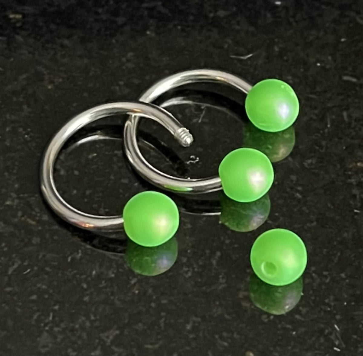 PAIR of Unique Pearl Coated Circular Barbell Horseshoe Septum Ring - 16g - 10mm - White, Pink, Green, Purple, Peach & Blue Available!