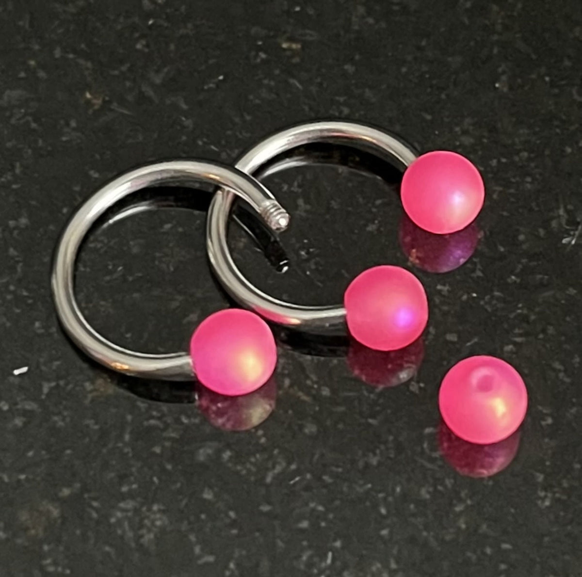 PAIR of Unique Pearl Coated Circular Barbell Horseshoe Septum Ring - 16g - 10mm - White, Pink, Green, Purple, Peach & Blue Available!