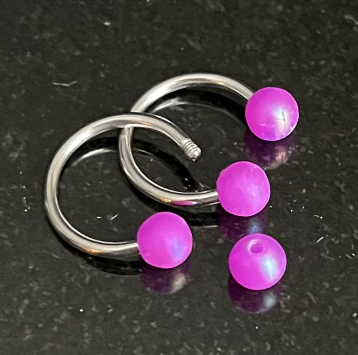 PAIR of Unique Pearl Coated Circular Barbell Horseshoe Septum Ring - 16g - 10mm - White, Pink, Green, Purple, Peach & Blue Available!