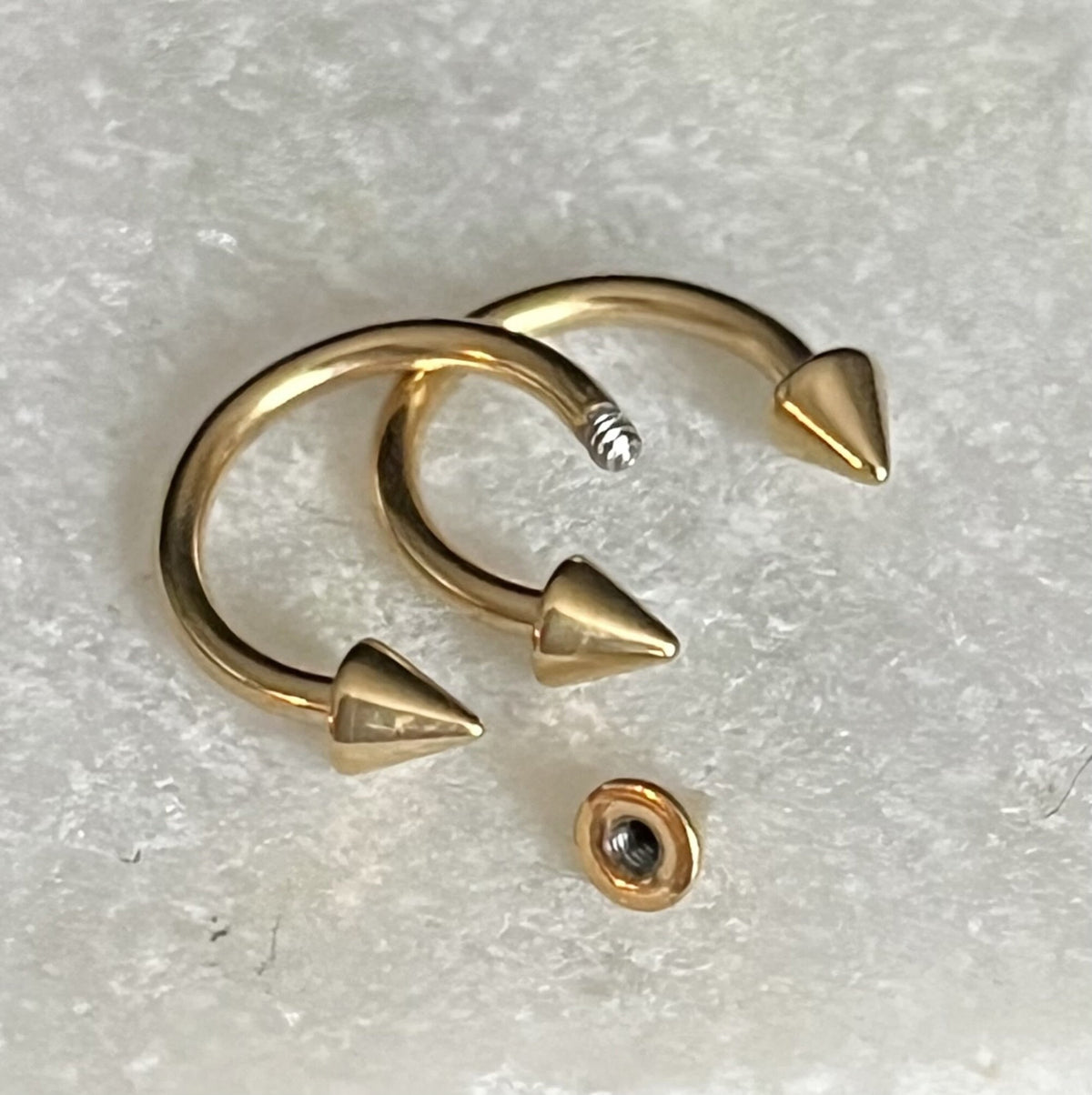 1 Piece Beautiful Gold Spiked Circular Barbell Horseshoe Ring - 16g, 14g- Internal Diameter 6mm, 8mm, 10mm Available!