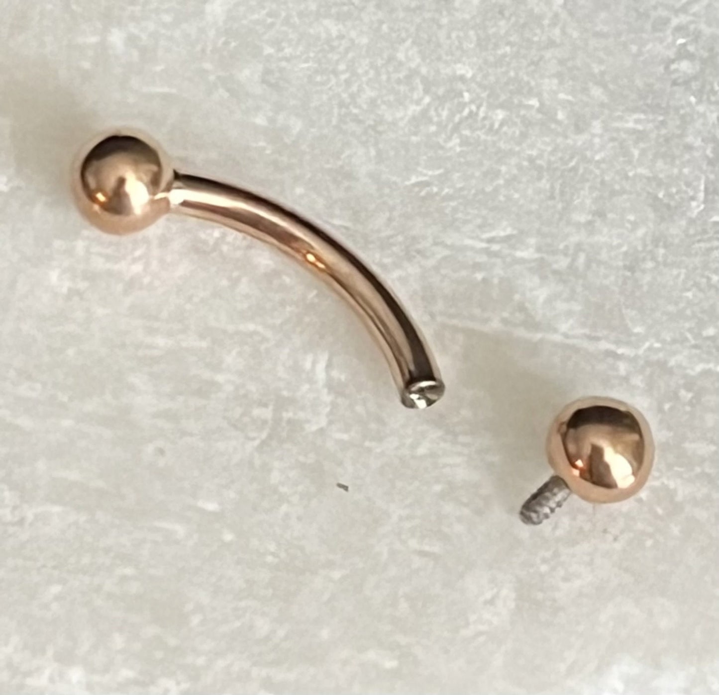 1 Piece Stunning Implant Grade Titanium Internally Threaded Curved Barbell / Eyebrow Ring - 16g