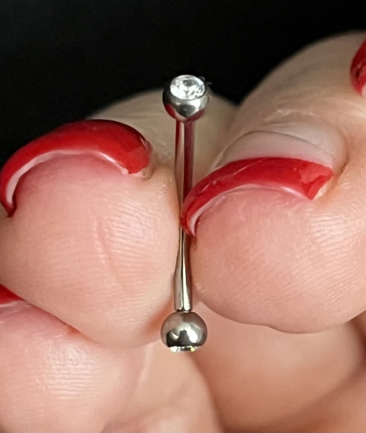 1 Piece Gemmed Internally Threaded G23 Solid Titanium Curved Barbell Eyebrow Ring - 16g or 14g - 6mm, 8mm, 10mm, 11mm & 12mm Available !