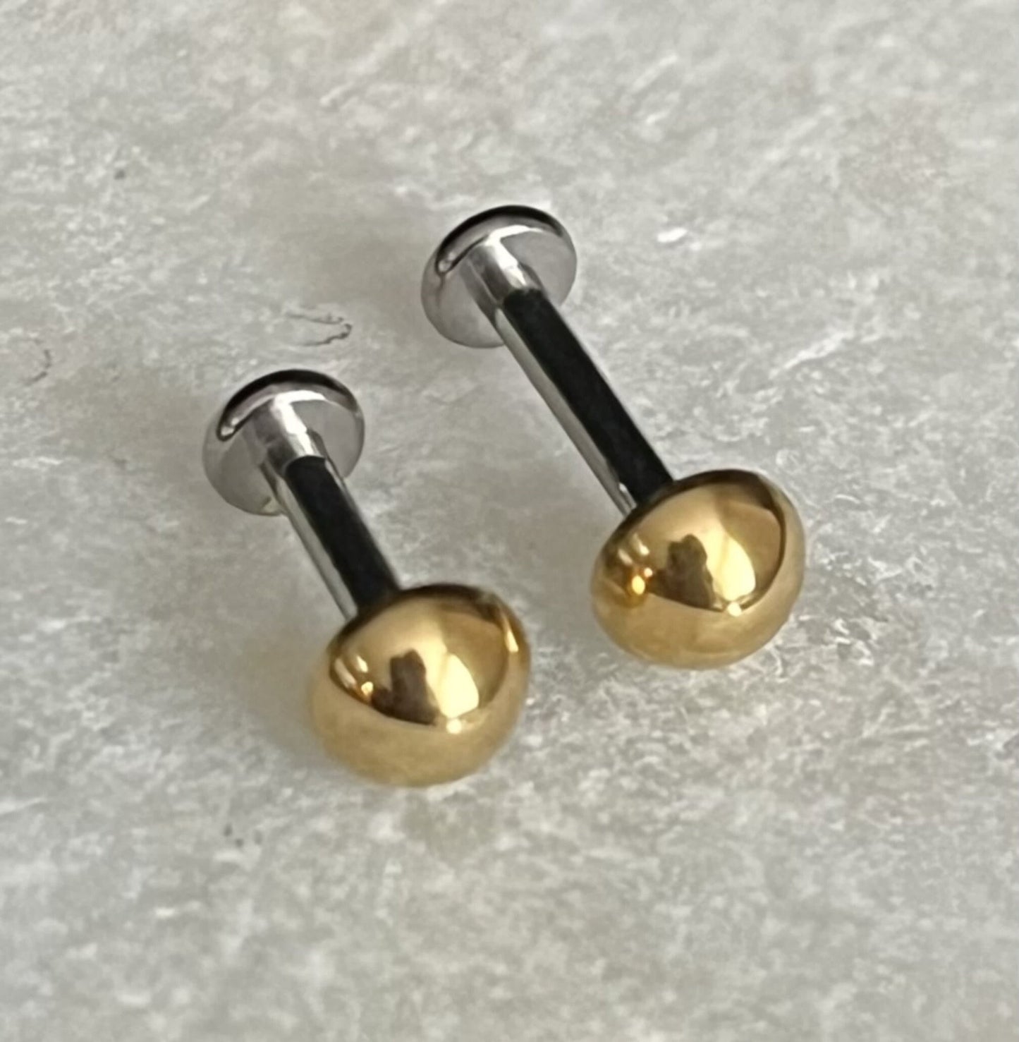 1 Piece Brilliant Titanium Dome Top Labret Monroe Stud Ring -16g - Wearable Diameter 6mm or 8mm - Gold, Rose Gold and Silver Available!