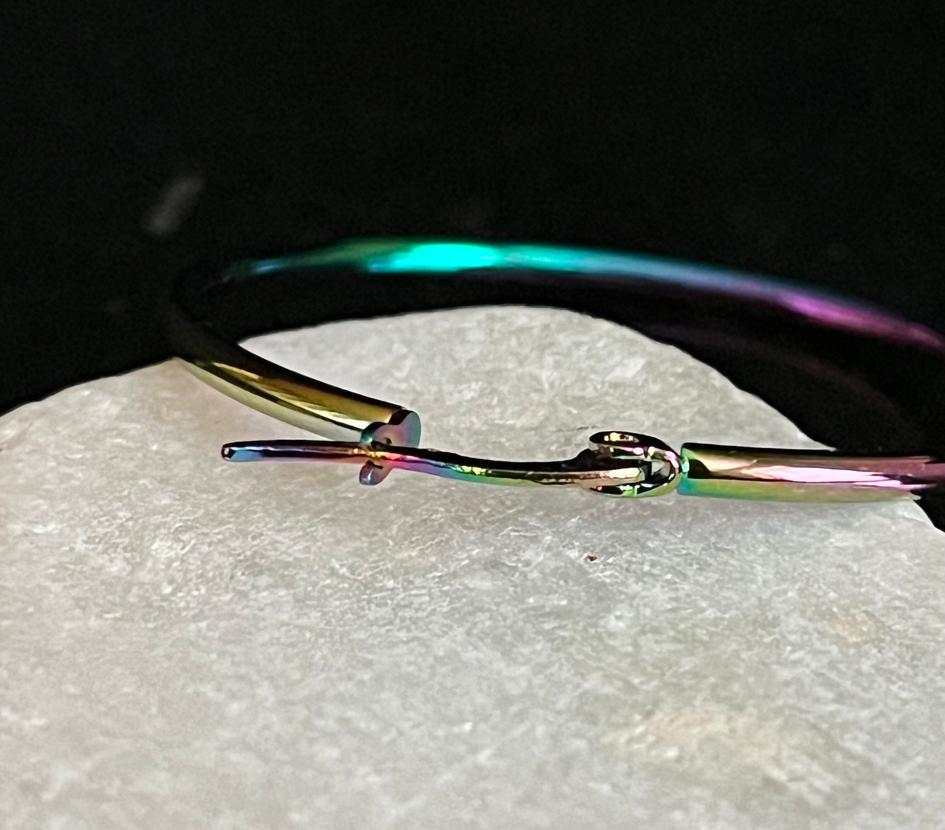 Pair of Stunningly Unique Rainbow Hoop Earrings - Ion Plated Stainless Steel Ring - 22g - 10mm thru 75mm Diameter Available!