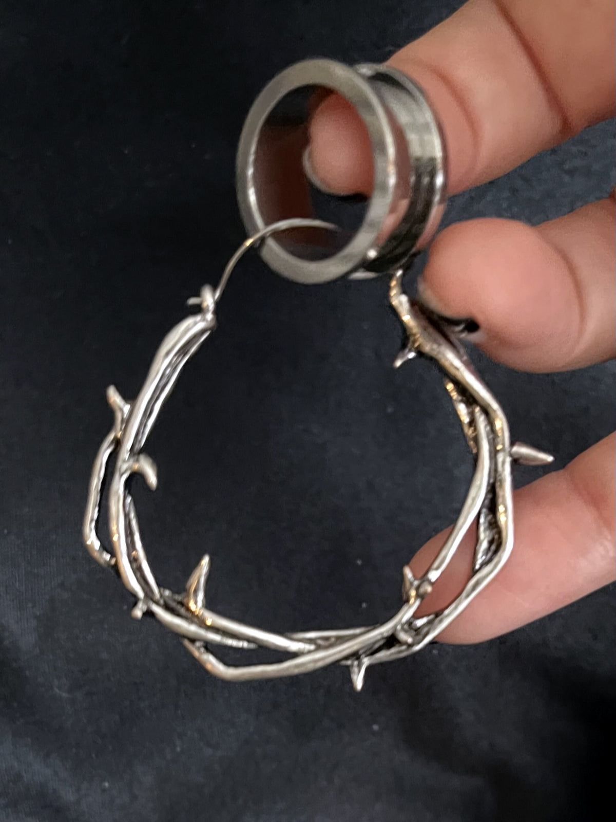 Pair of Unique 20g Twisted Thorn Hoop Earrings - Use As Regular Earrings or Through Tunnels!