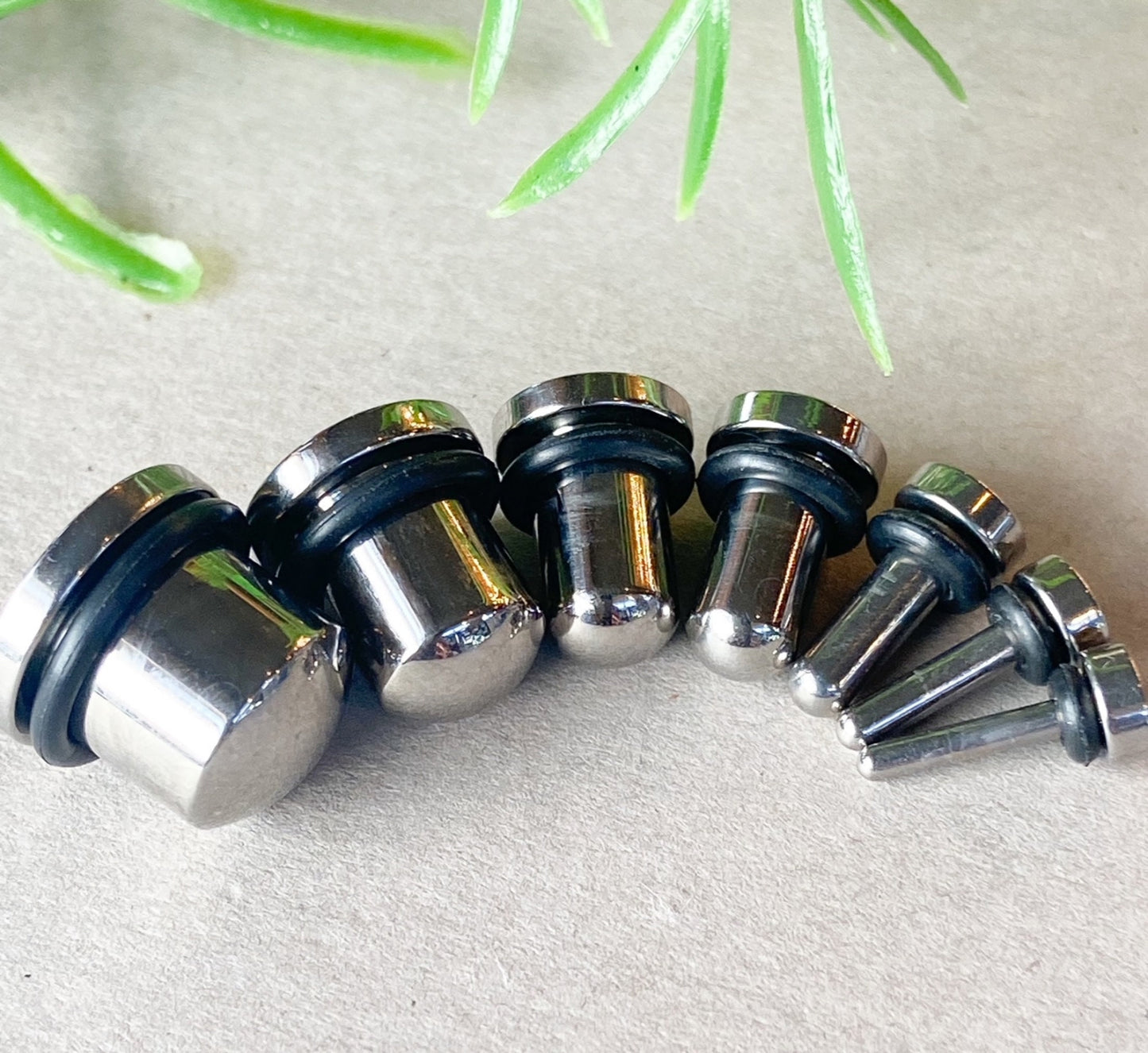 PAIR of Stunning Implant Grade Titanium Bullet Flat Head Plugs with O-Rings - Gauges 14g (0.6mm) thru 00g (10mm) available!