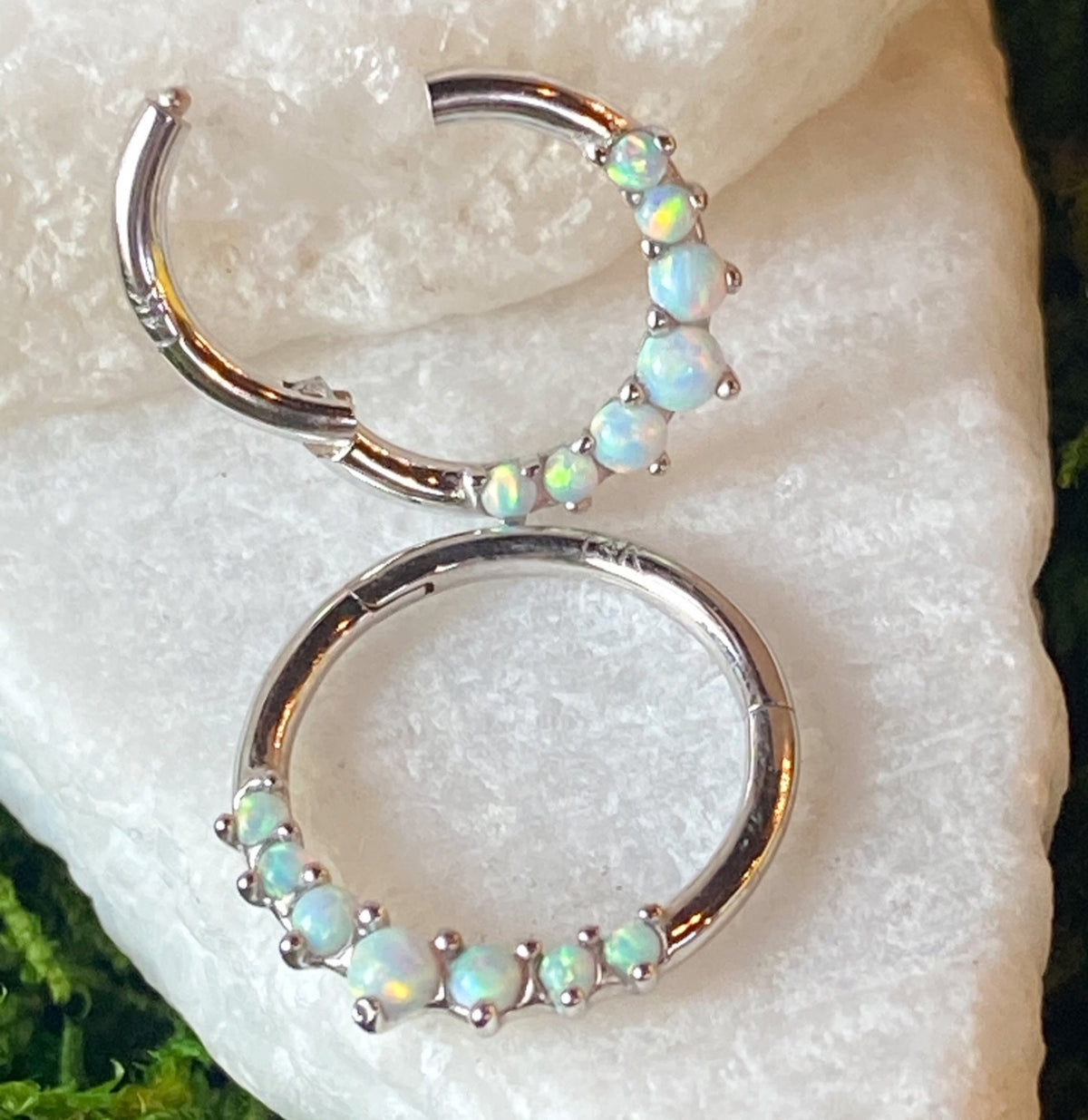 1 Piece of Beautiful Solid 14kt Gold Front Opals or CZ Gems Segment Ring - 10mm or 8mm - Gold & White Gold Available!